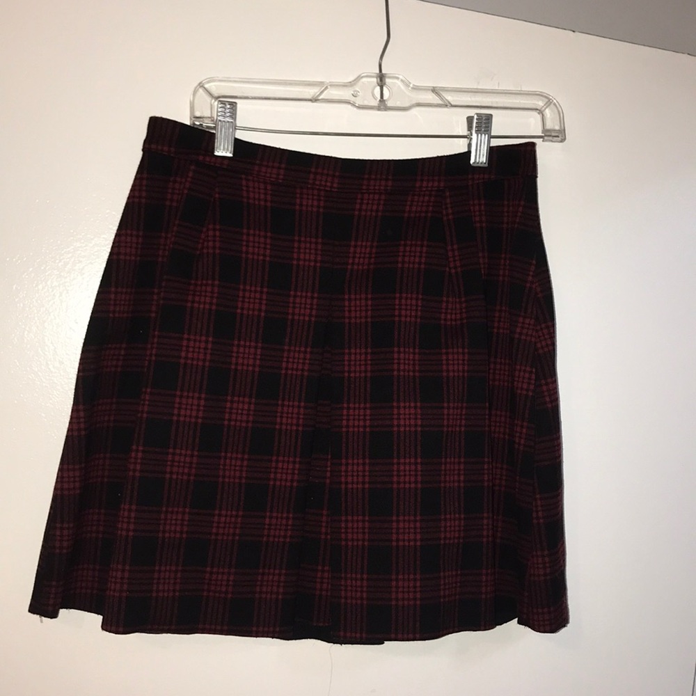 Red and black plaid skirt